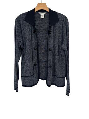 Exclusively Misook Womens  Cardigan Sweater size large Black Gray open